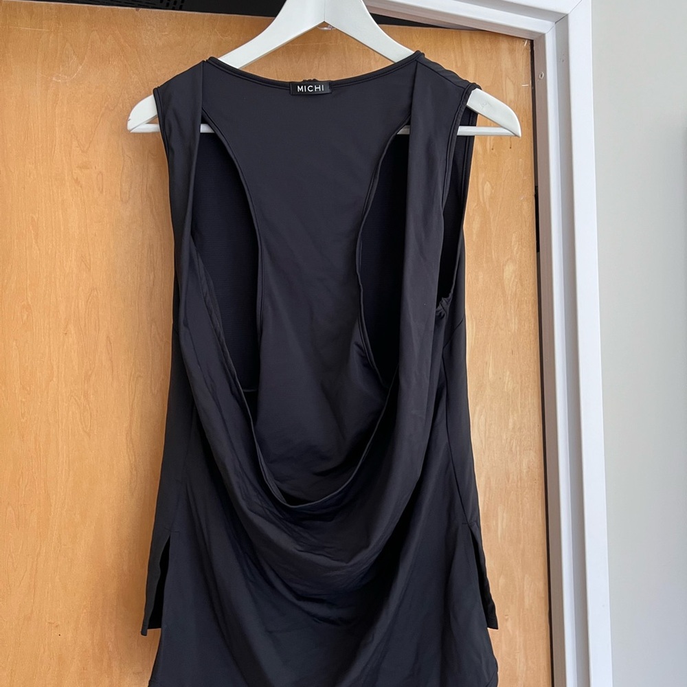 MICHI NY Black Ash Cut Out yoga tank top size small BNWT - Picture 4 of 5